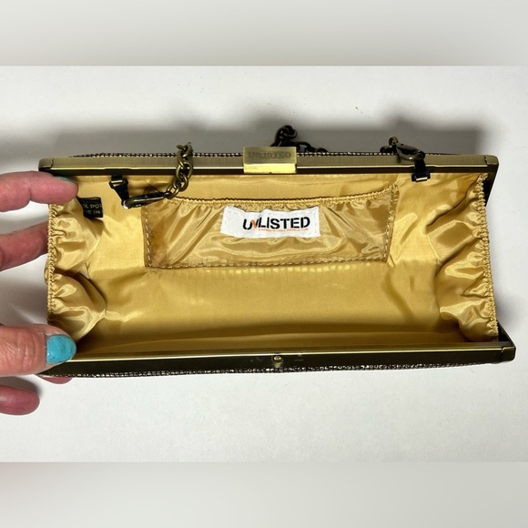 Unlisted Kenneth Cole VTG Evening Clutch Purse Bling Shiny Chain - Picture 7 of 10